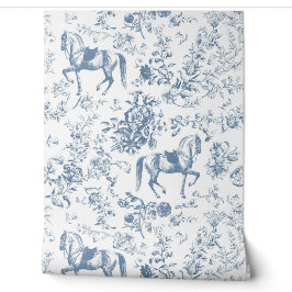 Padrão Floral do Cavalo Branco Azul Elegante