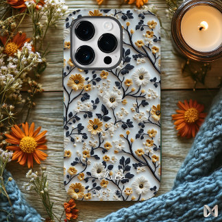 Padrão Floral Dourado Embutido Elegante