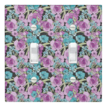 Padrão Floral Elegante Fundo Preto Púrpura Rosa