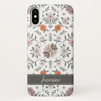 Padrão Floral Elegante Nome Personalizado capas de
