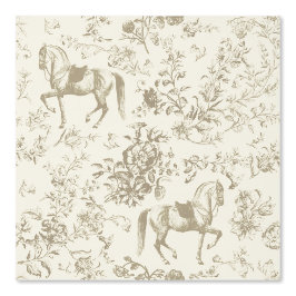 Padrão Floral Elegante Vintage Dourado do Cavalo d