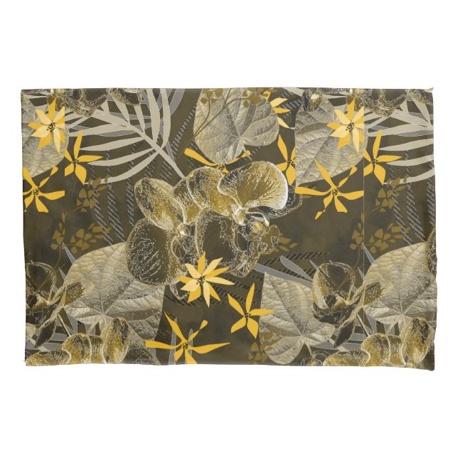 Padrão floral em aquarela amarelo-marrom.  (Frente)