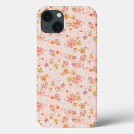 Padrão Floral em Aquarela Rosa Bege