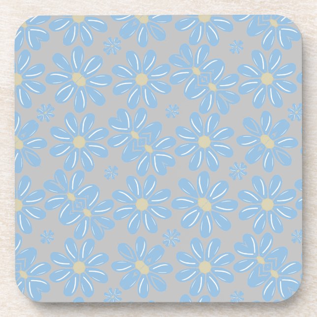 Padrão Floral Flor Azul - Porta-copos (Frente)