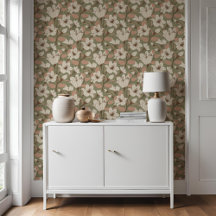 Padrão Floral Floral de Beige Lily Verde da Sage B