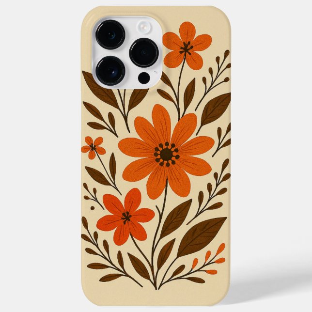 Padrão Floral Laranja Retro (Verso)