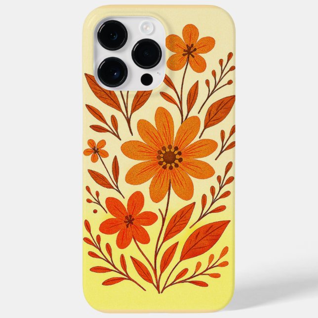 Padrão Floral Laranja Retro (Verso)