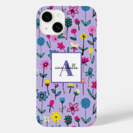 Padrão Floral Lilac Lilac Girly Monograma