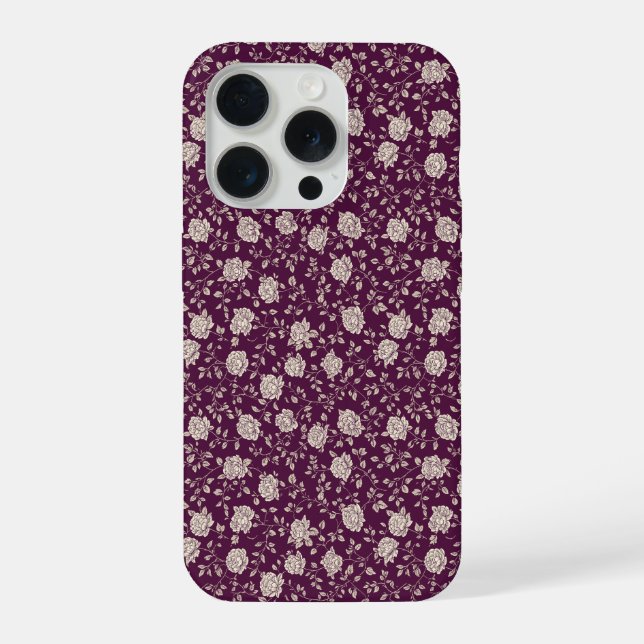 Padrão Floral Marfim Rosa Ameixa Elegante (Verso)