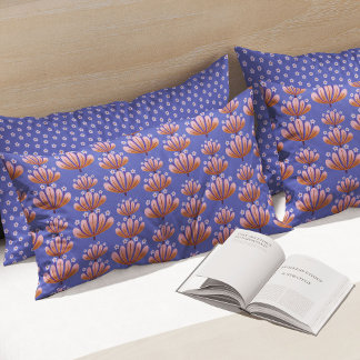 Padrão Floral Moderno em Azul e Bege