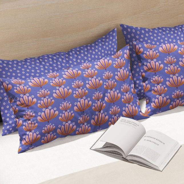 Padrão Floral Moderno em Azul e Bege (Criador carregado)