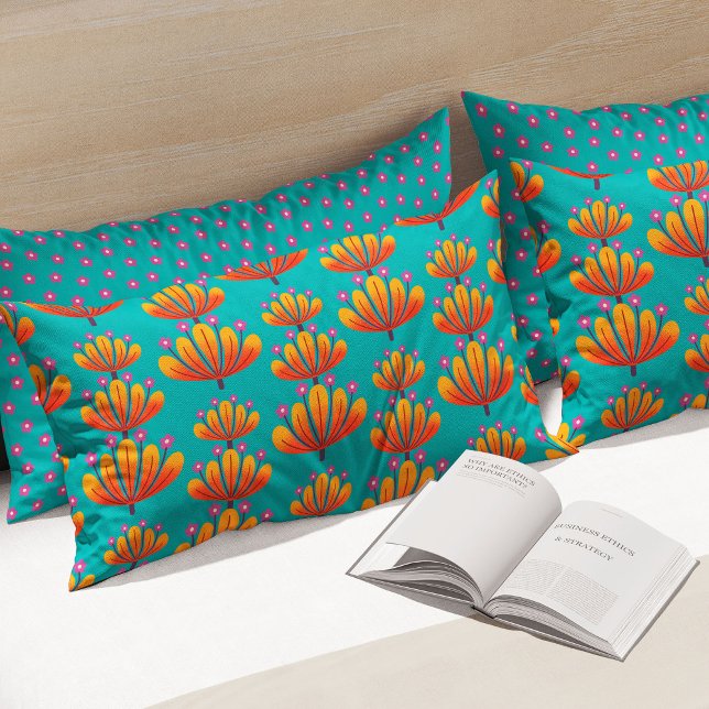 Padrão Floral Moderno em Turquesa e Laranja (Criador carregado)
