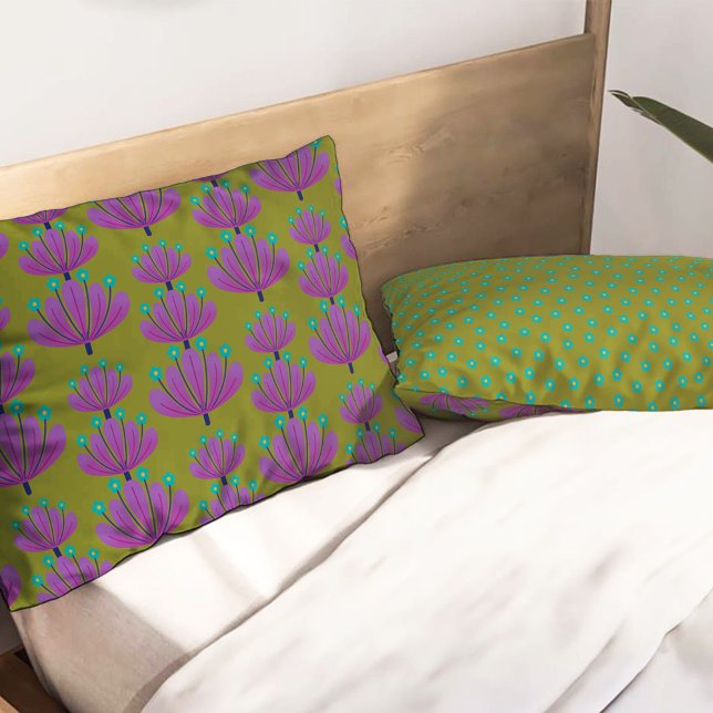 Padrão Floral Moderno em Verde Oliva e Roxo (Criador carregado)