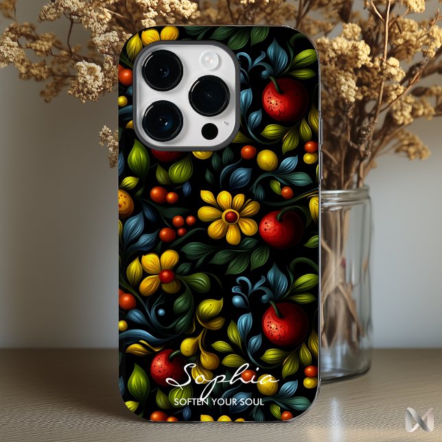 Padrão Floral Moderno Khokhloma com Cor Vibrante (Criador carregado)