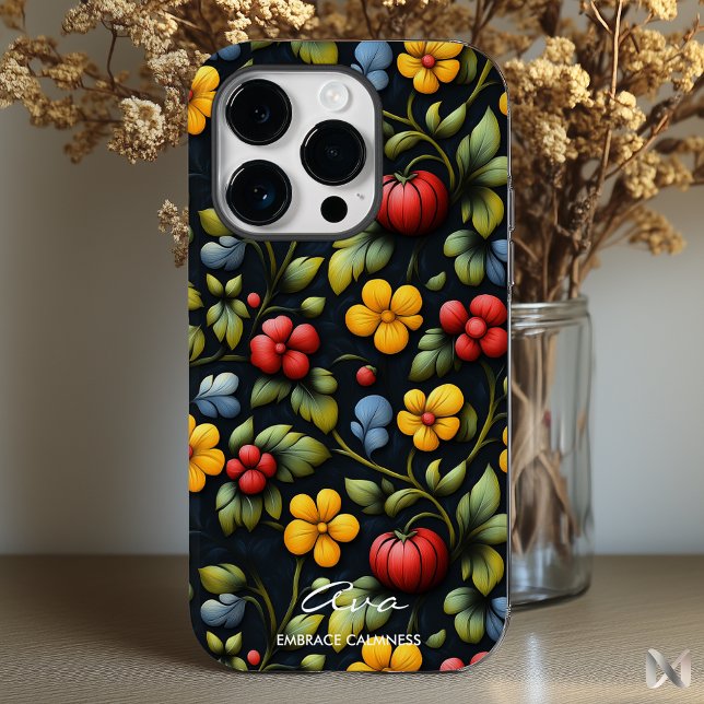 Padrão Floral Moderno Khokhloma em Cores Intensas (Criador carregado)