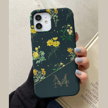 Padrão Floral Monograma Personalizado Navy Vintage