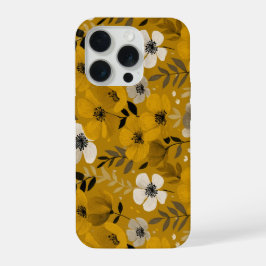 Padrão Floral Mostarda Floral Tom Quente Retro
