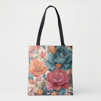 Padrão floral muda cores vibrantes Tote Bag
