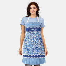 Padrão Floral Paisley Azul Branco Elegante Persona