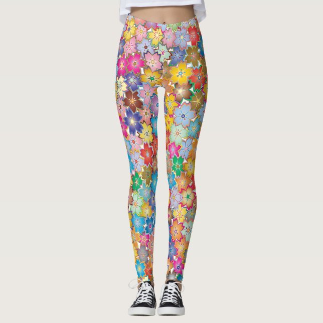 padrão floral para leggings clássicas (Frente)