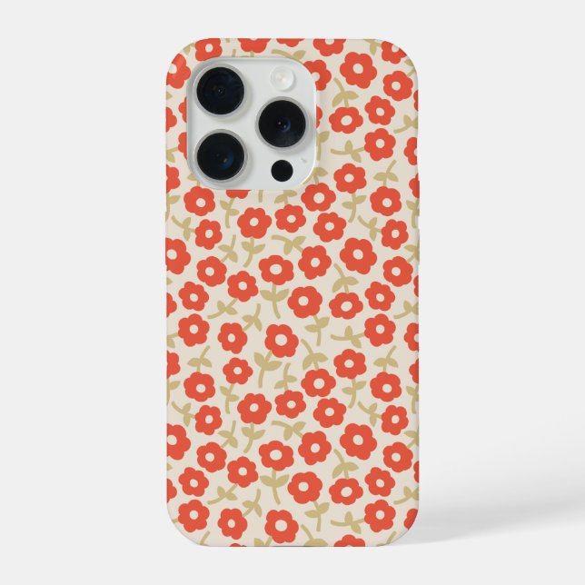 Padrão floral pequeno e vermelho retrô (Verso)