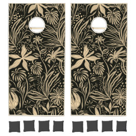 Padrão Floral Preguiçoso em Dourado sobre Regulame