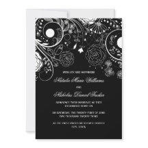 Padrão Floral Preto/Branco - Anúncio de Casamento