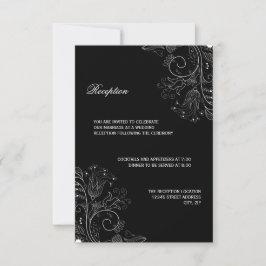 Padrão Floral Preto/Branco - Convite de Recepção