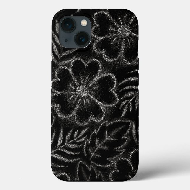 Padrão Floral Preto e Branco (Verso)
