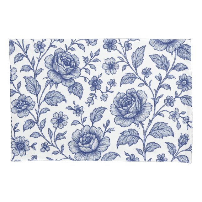 Padrão Floral Real de Rosas Azuis (Frente)
