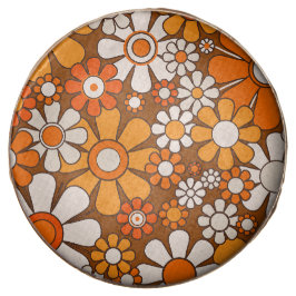 Padrão Floral Retro dos Anos 70 com Flores Groovy 