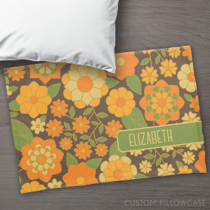 Padrão Floral Retroativo Trendy com bloco de nome