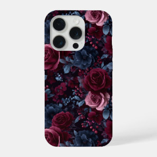 Padrão Floral Rosa Borgonha Navy Elegante