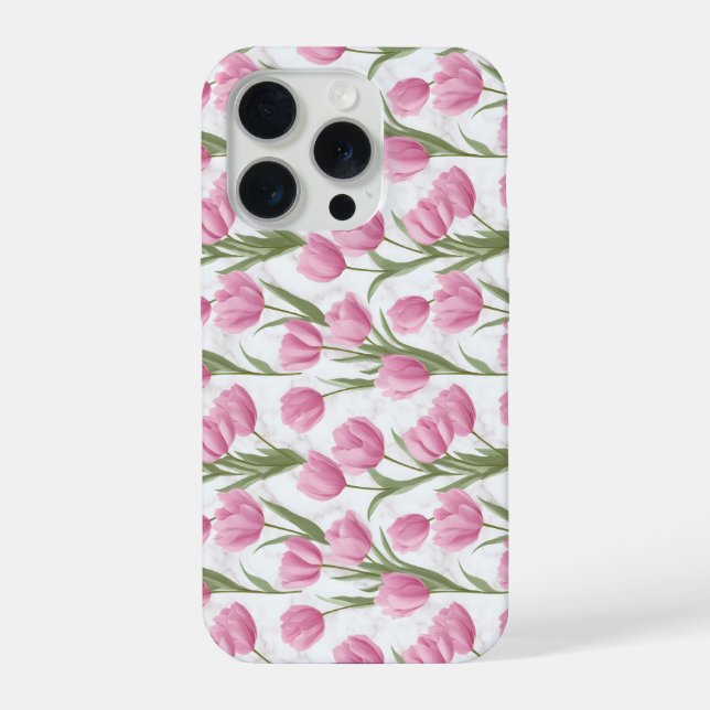 Padrão Floral Rosa Moderno de Tulipa Branca (Verso)