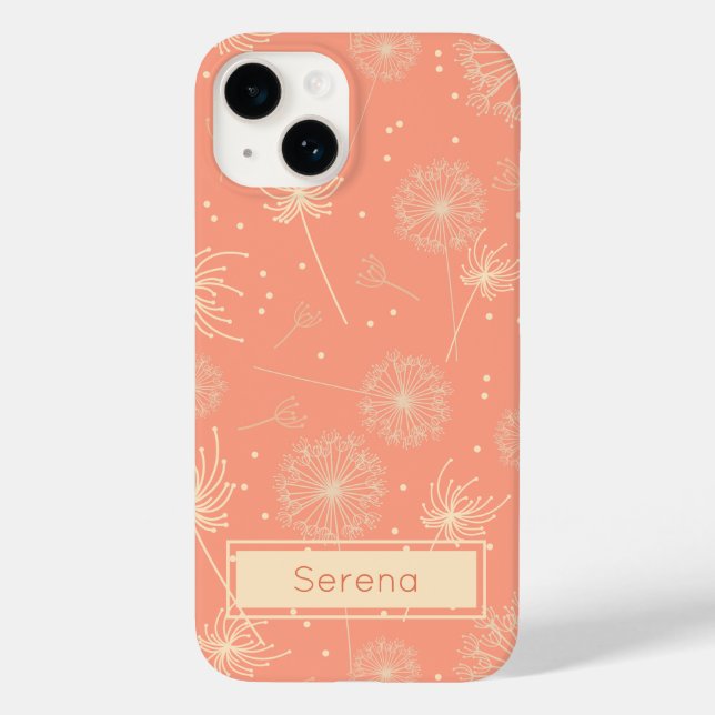 Padrão Floral Rosa Pastel Personalizado Dandelion (Verso)