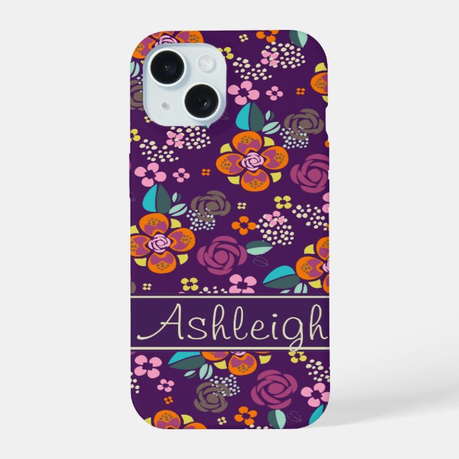 Padrão Floral Roxo Retro (Verso)