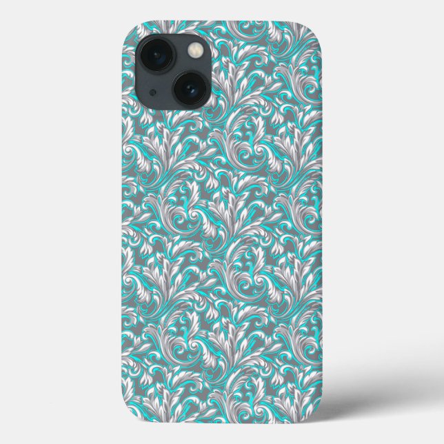 Padrão floral sem costura da cinza aqua (Verso)