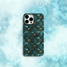 Padrão Floral Teal e Dourado