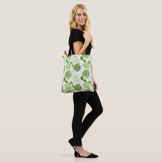 Padrão floral tropical verde na Tote