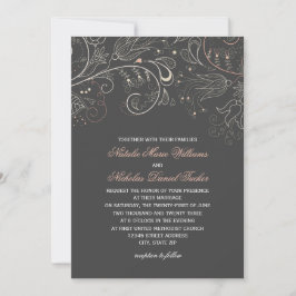 Padrão Floral Tulipa Cinza - Convite de Casamento