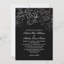 Padrão Floral Tulipa Preta - Convite De Casamento