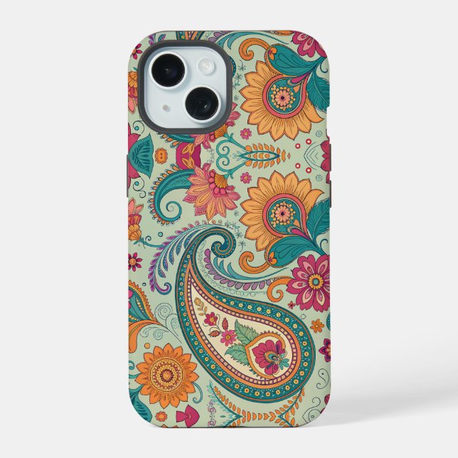 Padrão Floral verde claro Paisley Boho Vibrante   (Verso)