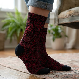 Padrão Floral Vermelho Elegante em Preto