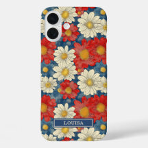 Padrão Floral Vermelho Japonês Monogramado