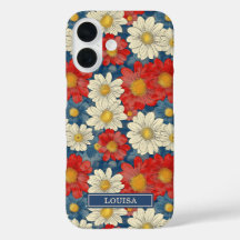 Padrão Floral Vermelho Japonês Monogramado