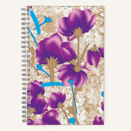 Padrão floral vibrante com púrpura e azul f