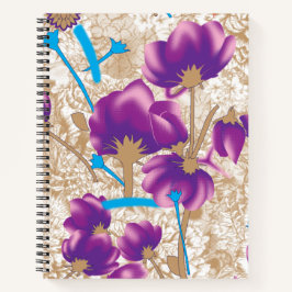 Padrão floral vibrante com púrpura e azul f