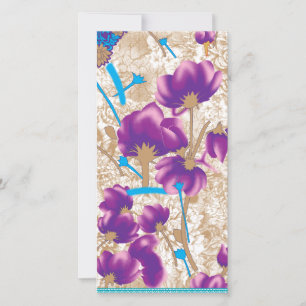 Padrão floral vibrante com púrpura e azul f
