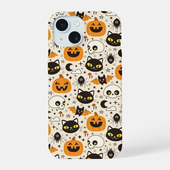 Padrão Fofo de Halloween Retrô (Verso)