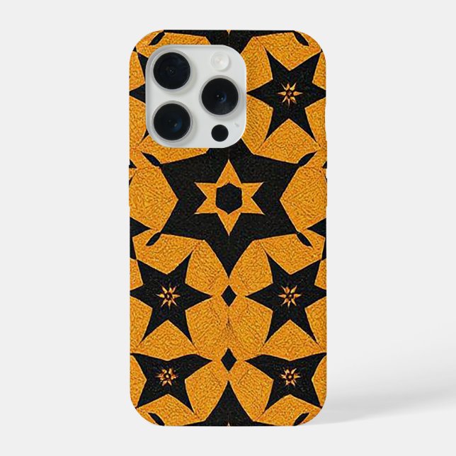 Padrão geométrico abstrato preto e âmbar 1287 (Verso)